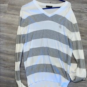 Express White and Grey Striped Sweater (too big)
